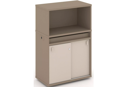 Тумба одиночная с надставкой низкой (набор №3, вариант 1), цвет латте + капучино