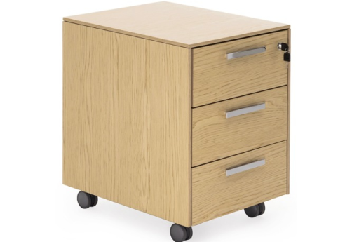 Тумба 3 ящика, цвет светлый дуб + хром