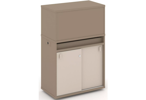 Тумба одиночная с надставкой низкой (набор №3, вариант 2), цвет латте + капучино