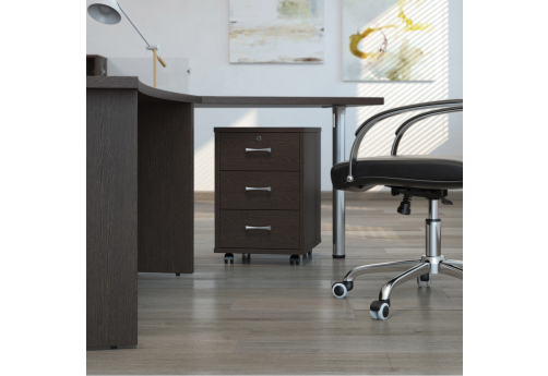 Тумба подкатная с 3 ящиками Амарант, цвет дуб темный