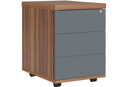 Тумба подкатная с 3 ящиками, цвет орех + антрацит