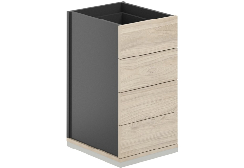 Тумба приставная 4 ящика с замком Фламинго, цвет антрацит + акация