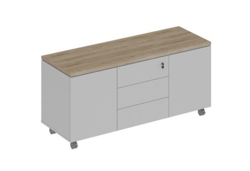 Тумба для оргтехники Римини, цвет дуб светлый + белый + белый