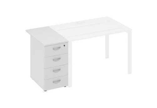 Тумба приставная (4 ящика) Мира Нумо, цвет белый премиум