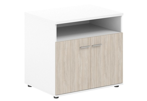 Тумба сервисная с нишей и 2 фасадами Индиго Вуд, цвет белый + дуб светлый