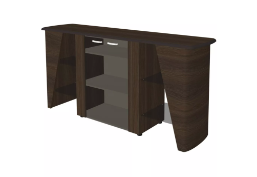 Греденция со стеклянными фасадами, цвет темный мокко + черный