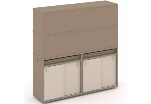 Тумба двойная с надставкой высокой (набор №8, вариант 2), цвет латте + капучино