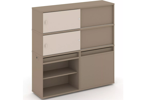 Тумба двойная с надставкой высокой (набор №23, вариант 2), цвет латте + капучино