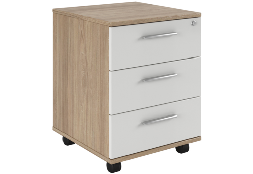 Тумба подкатная с 3 ящиками глянец, цвет вяз + белый