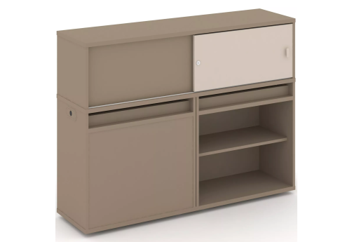 Тумба двойная с надставкой низкой (набор №13, вариант 2), цвет латте + капучино