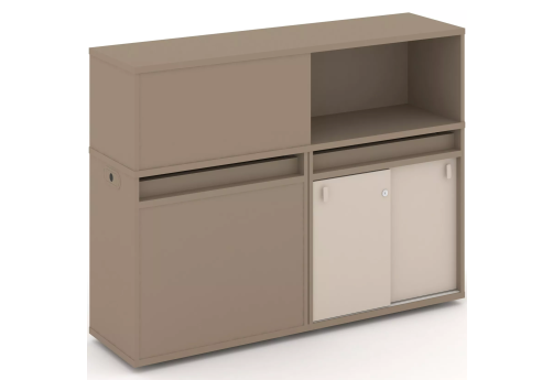 Тумба двойная с надставкой низкой (набор №19, вариант 2), цвет латте + капучино