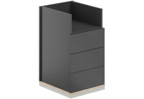 Тумба приставная 3 ящика метабокс с нишей с замком Фламинго, цвет антрацит + акация