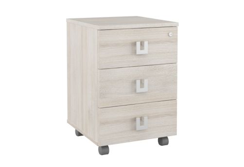 Тумба подкатная с 3 ящиками, цвет светлый дуб