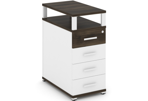 Тумба опорная/приставная 4 ящика с надставкой Динен, цвет дуб мали-белый