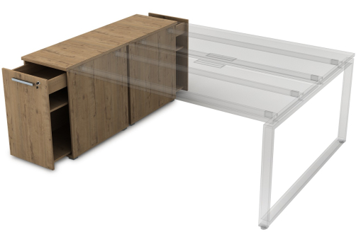 Тумба с выкатной секцией и общим топом Платинум Персонал, цвет тиковое дерево