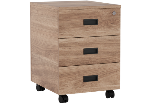 Тумба подкатная с 3 ящиками, цвет орех