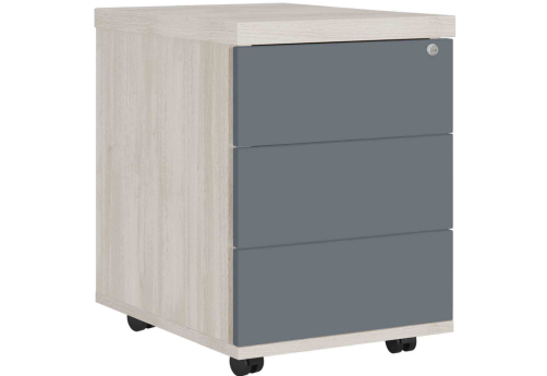 Тумба подкатная с 3 ящиками Петра, цвет светлый дуб + антрацит