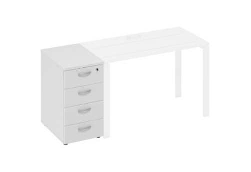 Тумба приставная (4 ящика) Мира Нумо, цвет белый премиум