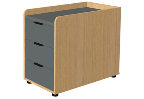 Тумба мобильная, цвет графит + дуб сорано