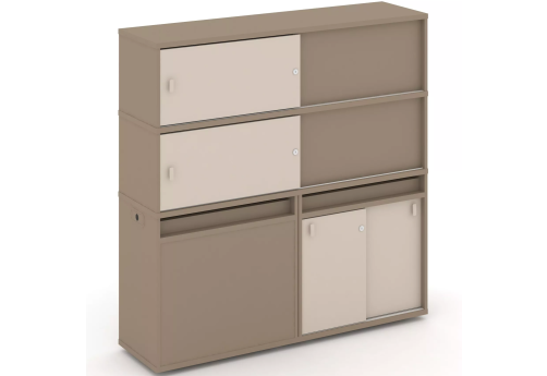 Тумба двойная с надставкой высокой (набор №27, вариант 1), цвет латте + капучино