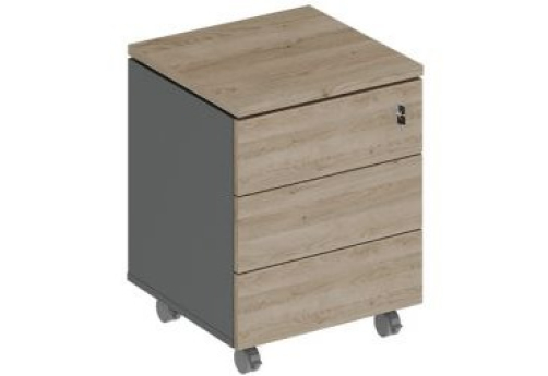 Тумба мобильная Римини, цвет дуб светлый + антрацит + дуб светлый