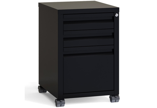 Тумба мобильная металлическая (центральный замок), цвет черный