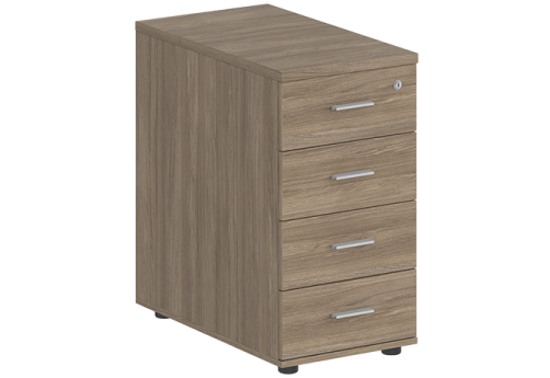 Тумба приставная с 4 ящиками (метабокс) с замком без топа Индиго Вуд, цвет дуб темный