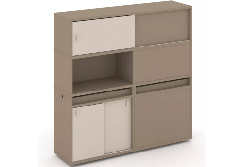 Тумба двойная с надставкой высокой (набор №33, вариант 2), цвет латте + капучино