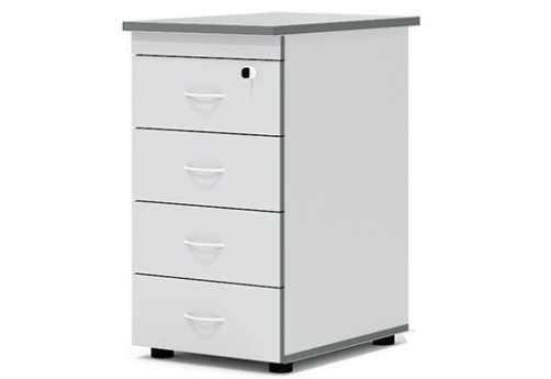 Тумба приставная (4 ящика с замком) Колибри, цвет светло-серый