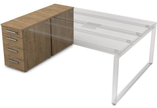 Тумба приставная с ящиками и общим топом Платинум Персонал, цвет тиковое дерево