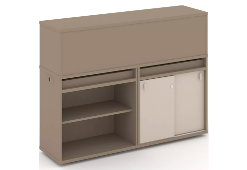 Тумба двойная с надставкой низкой (набор №10, вариант 2), цвет латте + капучино