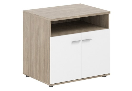 Тумба сервисная с нишей и 2 фасадами Индиго Вуд, цвет дуб темный + белый