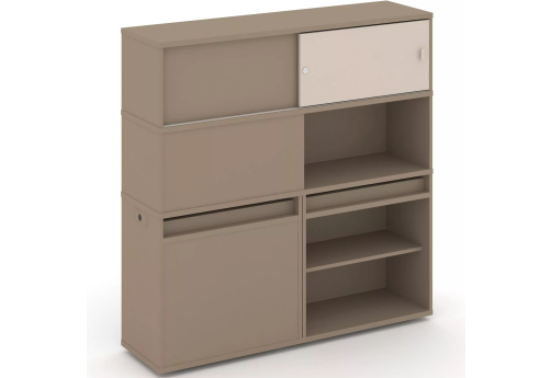 Тумба двойная с надставкой высокой (набор №28, вариант 2), цвет латте + капучино