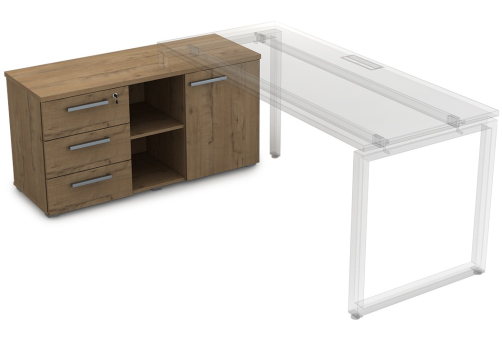 Тумба с 3-мя ящиками и дверкой Платинум Персонал, цвет тиковое дерево