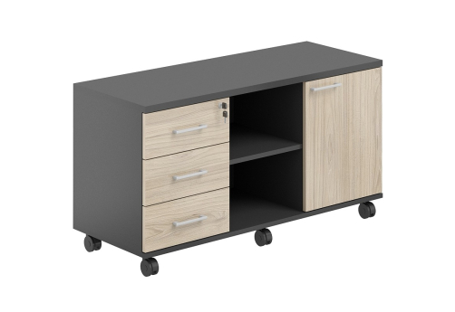 Тумба сервисная мобильная с замком Фламинго, цвет антрацит + акация