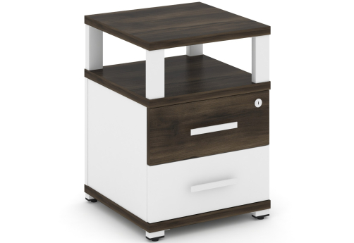 Тумба приставная 2 ящика с надставкой Динен, цвет дуб мали-белый