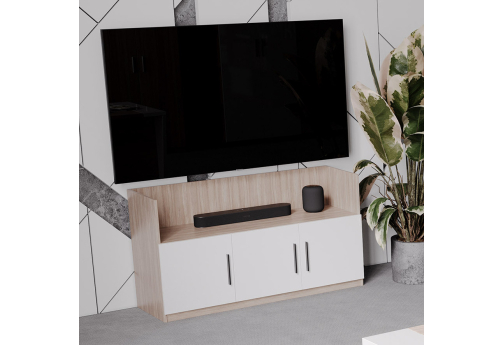 Креденция 3 двери с глянцевым фасадом Виенсо, цвет вяз + белый