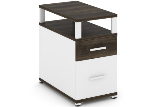 Тумба приставная 1 ящик + 1 распашной фасад с надставкой Динен, цвет дуб мали-белый