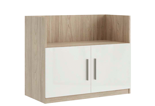 Креденция с нишей с глянцевым фасадом Виенсо, цвет вяз + белый