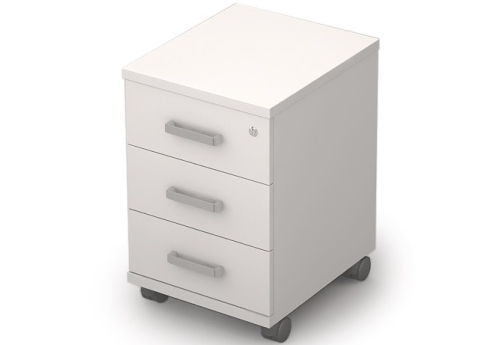 Тумба мобильная с замком, цвет белый