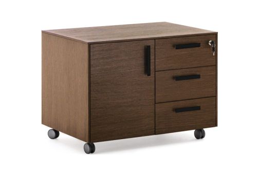 Тумба 3 ящика и 1 дверь, цвет орех + черный