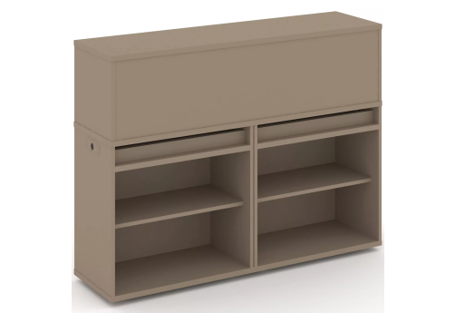 Тумба двойная с надставкой низкой (набор №2, вариант 2), цвет латте + сатин