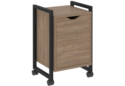 Тумба мобильная с распашным фасадом Европа, цвет дуб аризона + черный