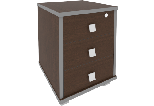 Тумба подкатная 3 ящика с замком, цвет венге