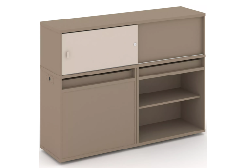 Тумба двойная с надставкой низкой (набор №14, вариант 1), цвет латте + капучино