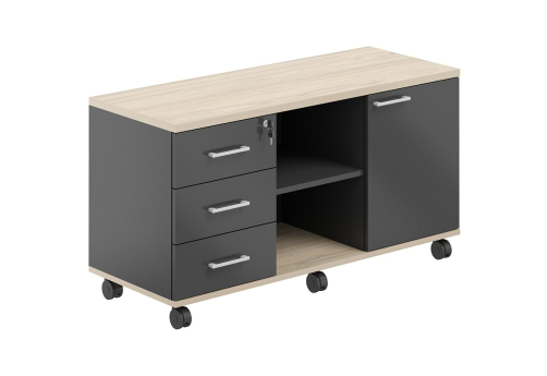 Тумба сервисная мобильная с замком Фламинго, цвет антрацит + акация