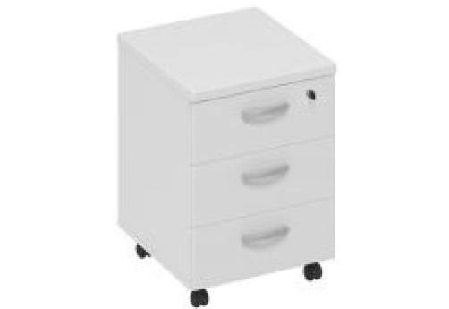 Тумба подкатная (3 ящика) Мира Нумо, цвет белый премиум