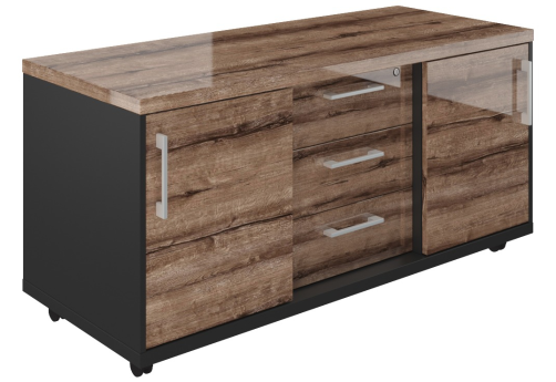 Тумба сервисная, цвет дуб + черный