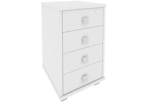 Тумба подкатная 4 ящика, цвет белый