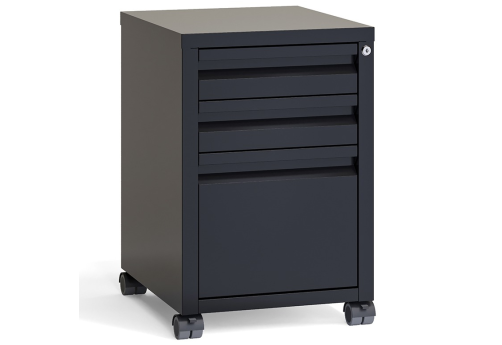 Тумба мобильная металлическая (центральный замок), цвет антрацит